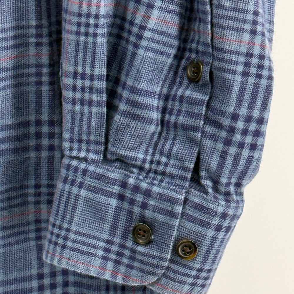 Orvis Button Down Shirt Mens XXL Blue Plaid Long Sleeve Cotton and Merino - Picture 9 of 12